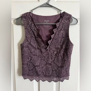 ReoRia Deep Purple Lace Crop Top